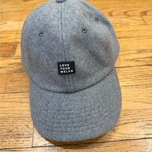 Love Your Melon Gray Wool Baseball Hat with Black Logo Patch